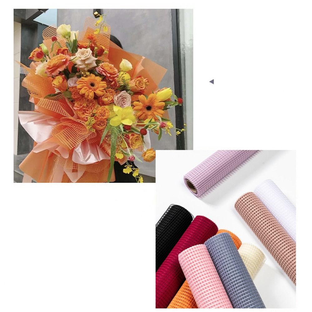 Florist Flower Supply - 幅50cmの生花用包装紙 DIYハードヤーンメッシュ包装紙 中空フラワーアレンジメント用包装資材