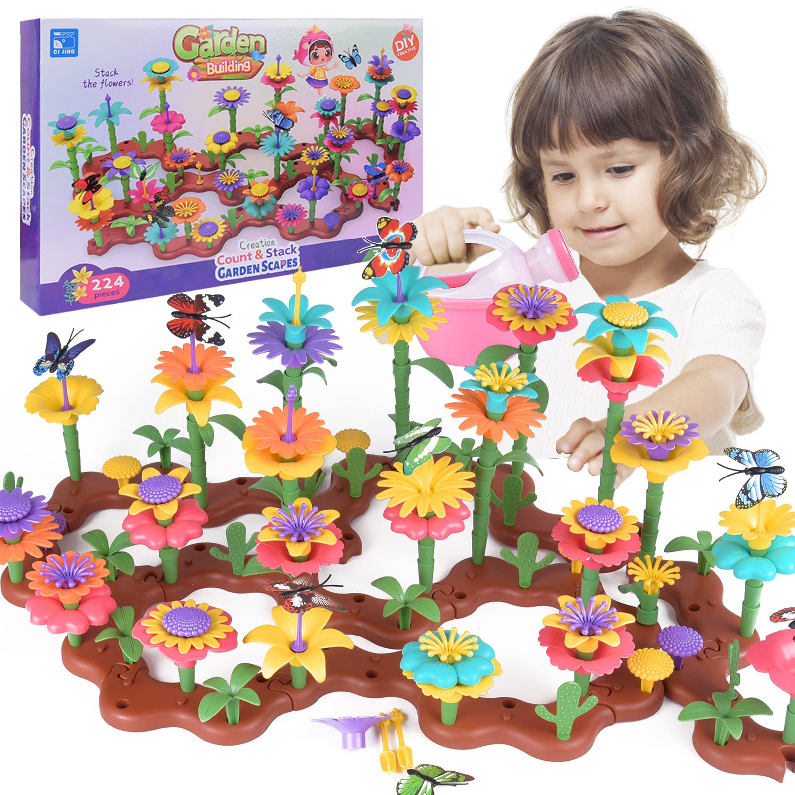 Florist Supply Bulk - STEM 教育用フラワーガーデン組み立ておもちゃで想像力を育みましょう - 3～7歳の男の子と女の子へのギフトに最適です。
