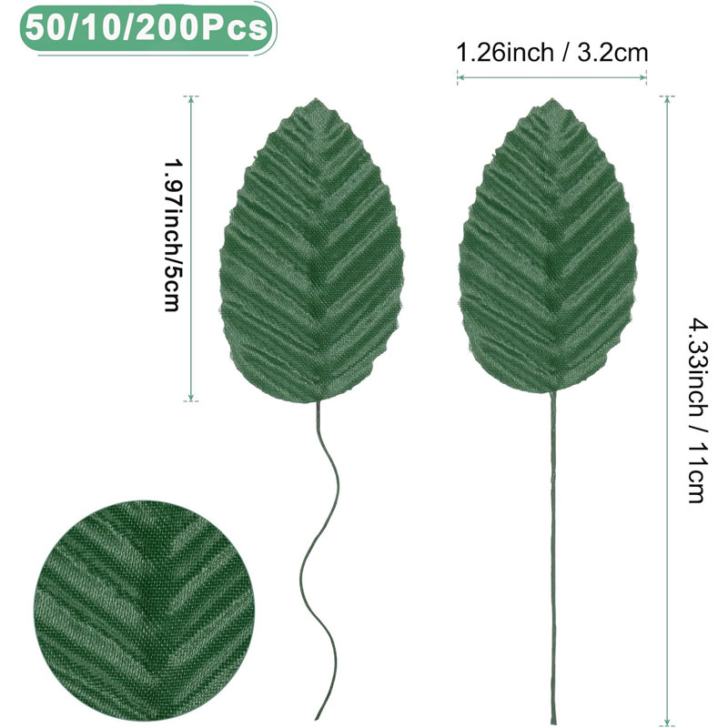 50/100/200 個人工シルクローズ葉フェイク有線シング - Florist Supply Bulk のレビューと価格