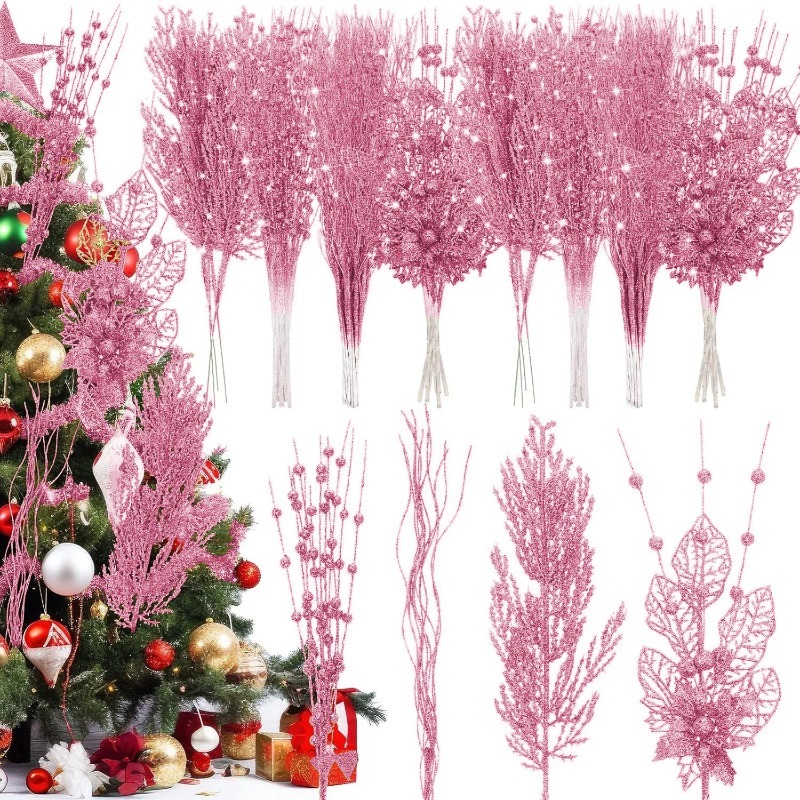 12 個ピンククリスマスツリーデコレーション人工グリッタース - Florist Supply Bulk のレビューと価格
