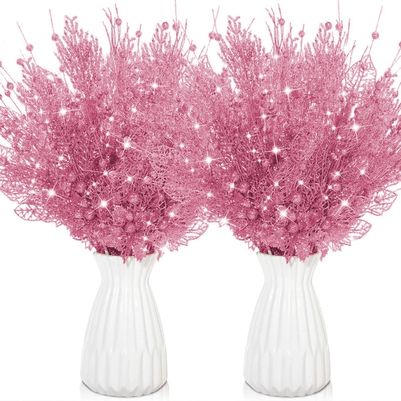 12 個ピンククリスマスツリーデコレーション人工グリッタース - Florist Supply Bulk のレビューと価格