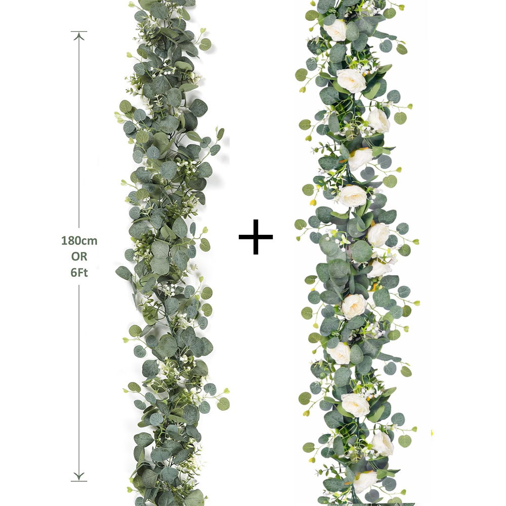 人工牡丹の花の花輪、偽のユーカリシルバーダラーリーフ、4/2 - Eucalyptus Preserved のレビューと価格