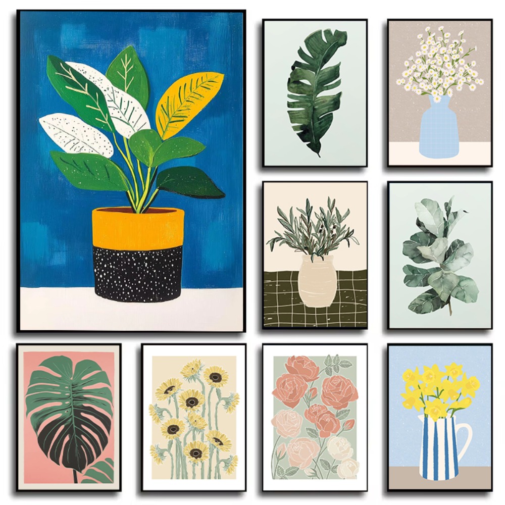 庭の花瓶アートポスター花植物イラストプリントキャンバス絵画壁 - Florist Supply Vases のレビューと価格
