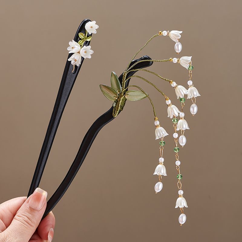 スズランの花の葉模造パールロングフリンジアクリルヘアスティッ - Supply Florist のレビューと価格