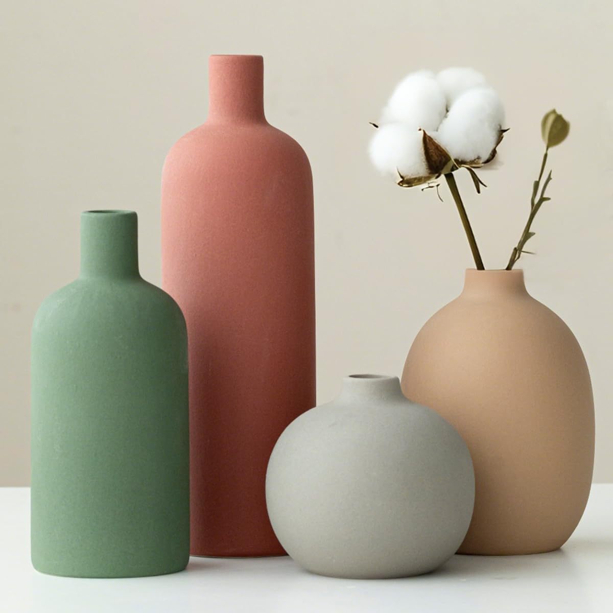 北欧モランディマットセラミック花瓶ミニマリストインスフラワー - Eucalyptus Preserved のレビューと価格