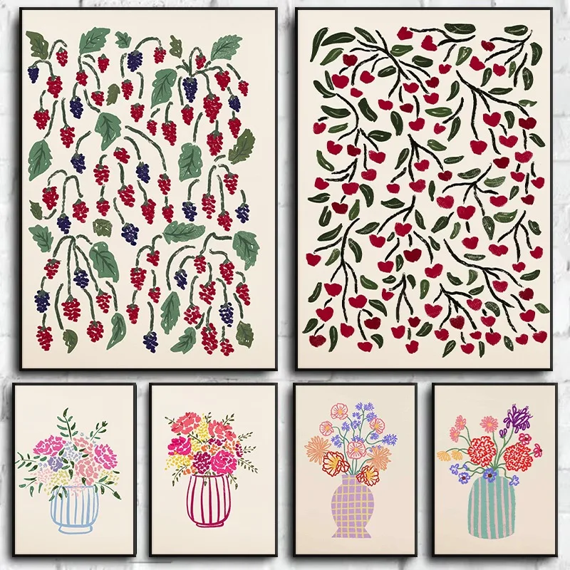 フレームなしのキャンバス絵画、ミニマリストな静物画、抽象的な - Florist Supply Vases のレビューと価格