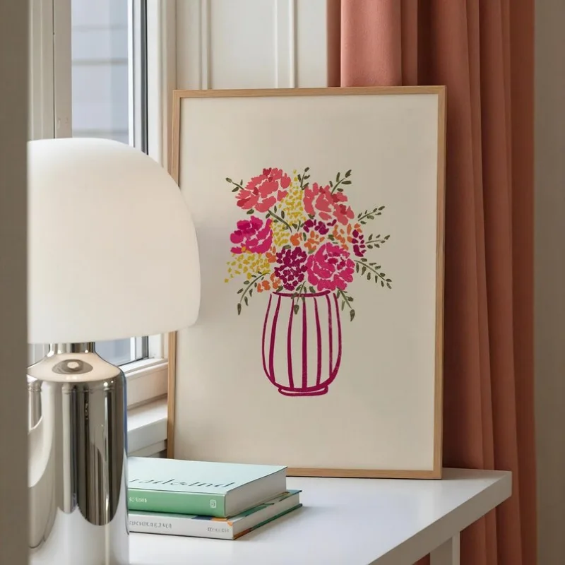 フレームなしのキャンバス絵画、ミニマリストな静物画、抽象的な - Florist Supply Vases のレビューと価格