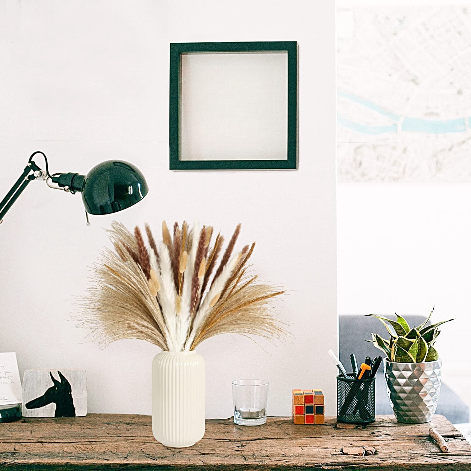 秋のヴィンテージミックスドライフラワーブーケ、パンパスグラス - Florist Supply Vases のレビューと価格