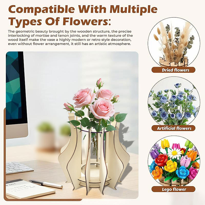 木製パズル花瓶 花束用 ユニークな木製パズル花瓶 フラワース - Florist Supply Vases のレビューと価格
