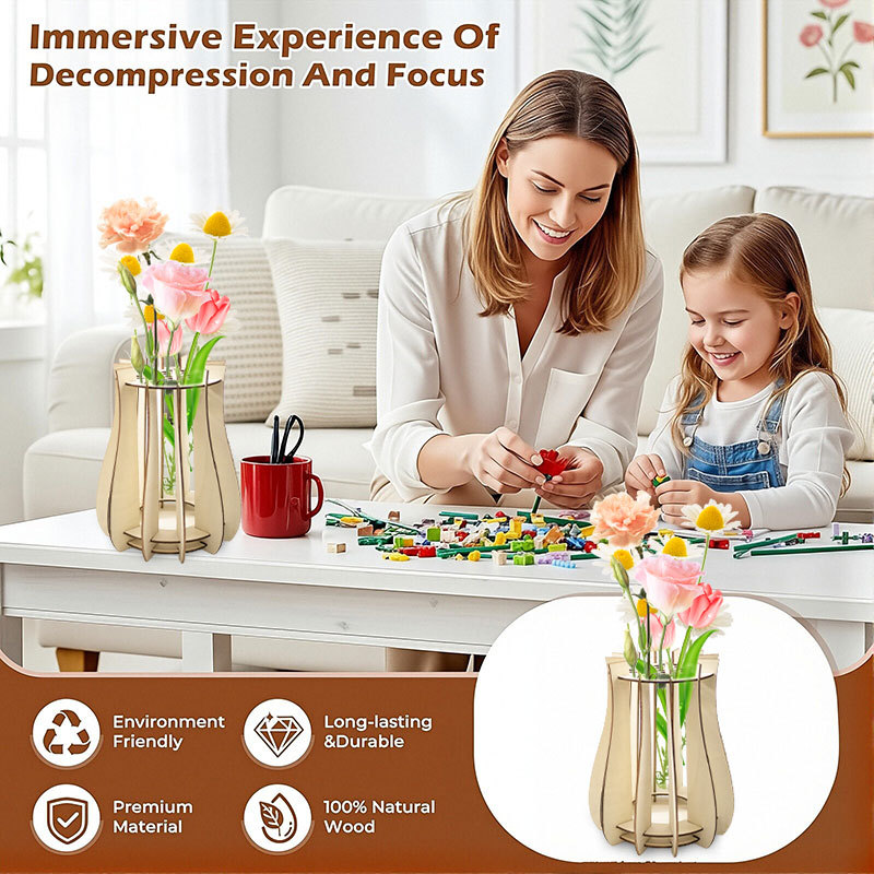 木製パズル花瓶 花束用 ユニークな木製パズル花瓶 フラワース - Florist Supply Vases のレビューと価格