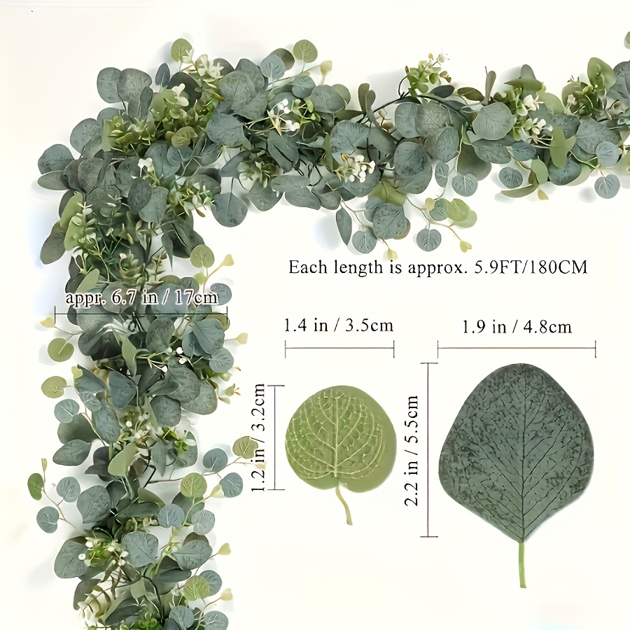 人工ユーカリのリース、フェイクグリーンのつる、壁掛けガーラン - Eucalyptus Preserved のレビューと価格