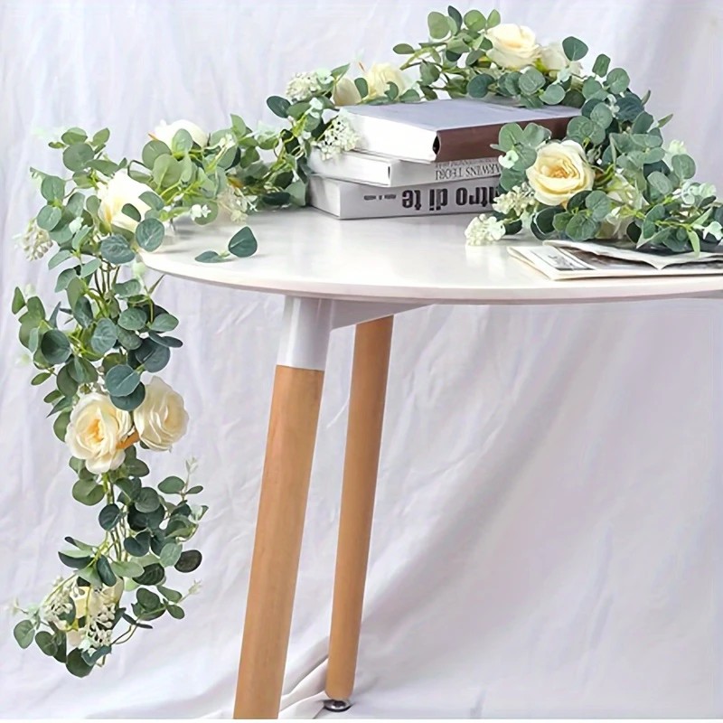 70インチのユーカリとバラのガーランド - 家庭用装飾、結婚 - Eucalyptus Preserved のレビューと価格